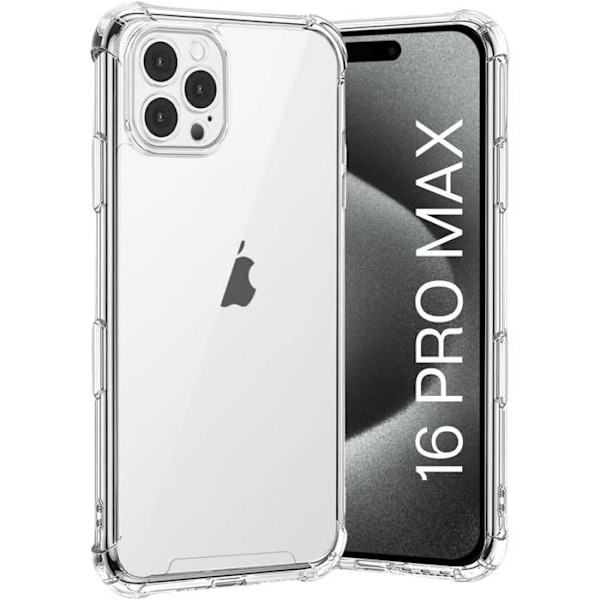 Fodral till iPhone 16 PRO MAX - Stötsäkert, skyddande, mjukt silikon, transparent Phonillico® Transparent
