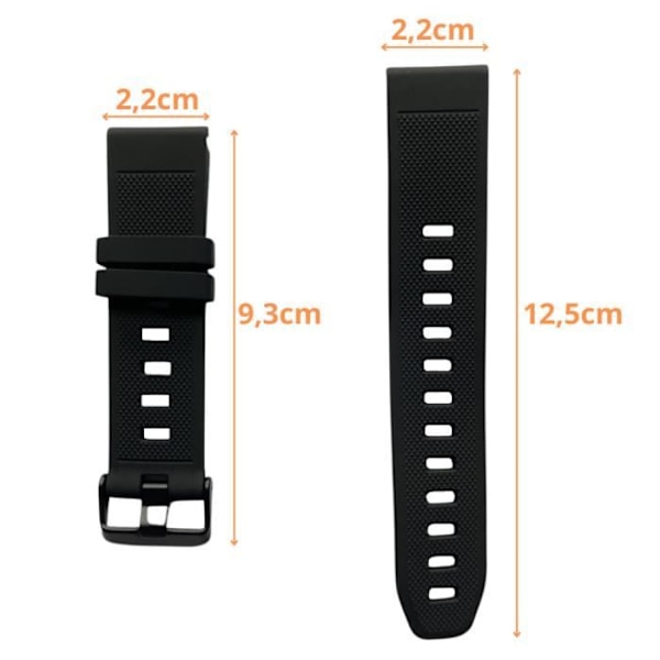Armbånd til Garmin D2 Delta - D2 Match 1 - Approach S60 - Approach S62 - Sort Silikone 22mm QuickFit Phonillico®