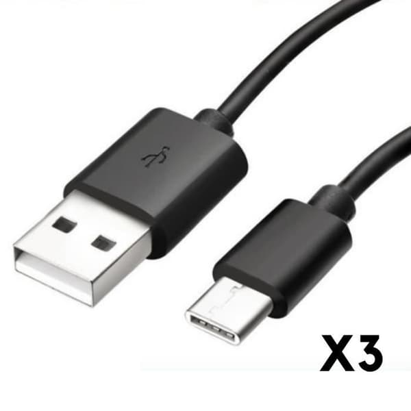 USB-C Kabel Sort til Samsung Galaxy TAB S7 - TAB S7 PLUS [PACK 3] Phonillico® Svart