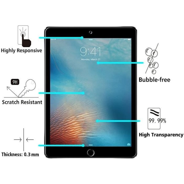 Fodral + 2 härdade glasögon för iPad 6:e generationen - 5:e generationen - AIR 2 - AIR 1 - Stötsäkert skydd Transparent Phonillico®