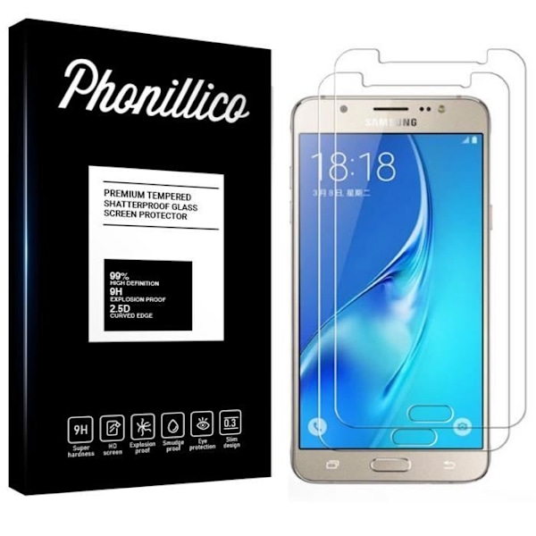 Karkaistu lasi Samsung Galaxy J7 2016 J710:lle - [Pakkaus 2] Ultra kestävän näytönsuojan kalvo [Phonillico®]