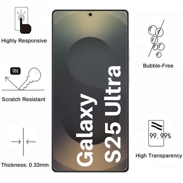 Härdat glas - Phonillico - Samsung Galaxy S25 ULTRA - Pack om 4 - Repellerande mot repor - Skärmskydd Transparent