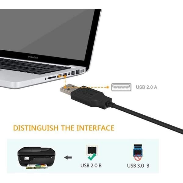 USB 2.0 Printerkabel - Kompatibel med Canon HP Dell Epson Brother - 1,5 meter - Sort - Generisk Tilbehør