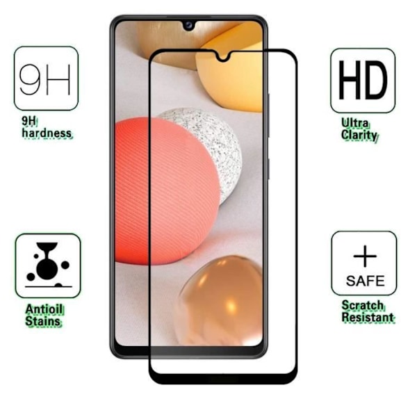 Hærdet Glas - Phonillico® - Samsung A42 - Pakke med 2 - Gennemsigtig - Sort Kant - Ridsefrit Transparent, svart