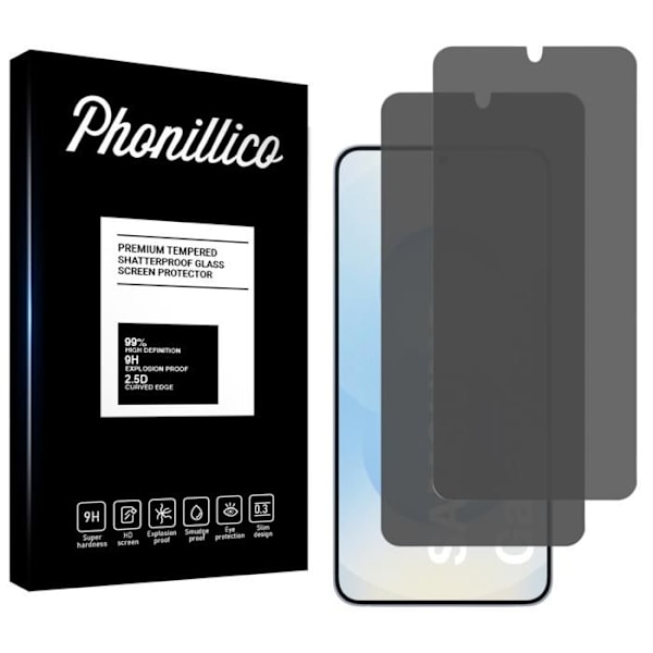 Hærdet Glas - Phonillico® - Samsung Galaxy S25 - Pakke 2 - Anti Spion - Ridsesikker Svart