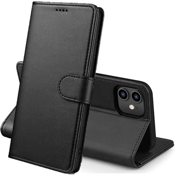 iPhone 11 Cover - Sort Wallet med Magnetisk Klap og Kortrum [Phonillico®] Svart