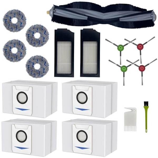 Paketti tarvikkeita Ecovacs Deebot X1 Omni/X1 Turbo/T10 Turbo - Pussi/Suodatin/Pyyhe/Sivuharja/Poistoruuvin Phonillico®