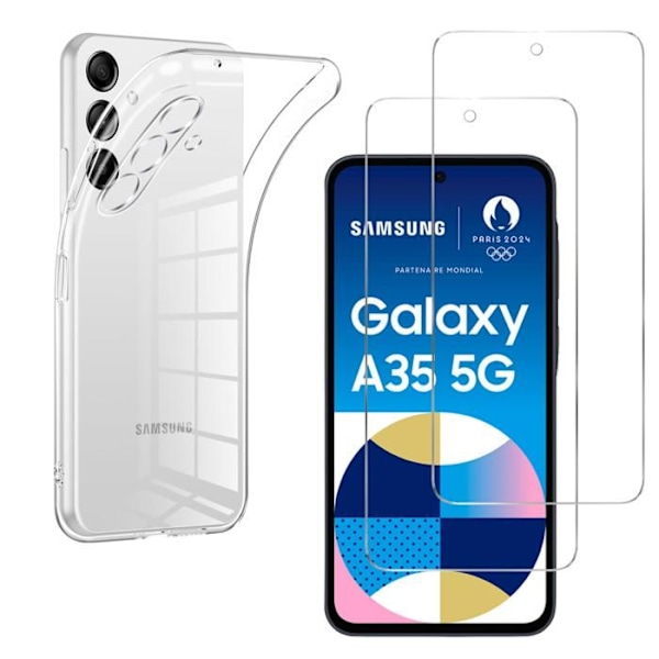 Fodral till Samsung Galaxy A35 5G och 2 Härdat Glas Skärmskydd Phonillico®