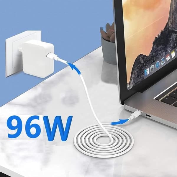Oplader 96W + USB-C til USB-C kabel til MacBook PRO 16 PRO 15 PRO 14 PRO 13 MacBook AIR 15 AIR 13 Mac Studio Phonillico®