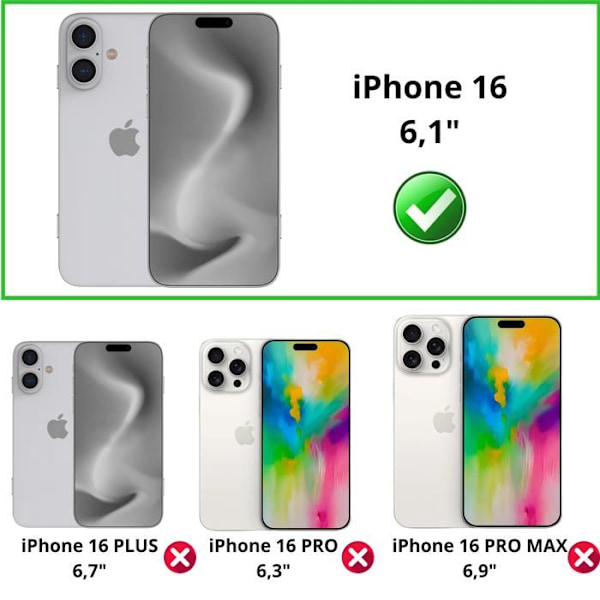 "Film Noir Anti Espion - Phonillico - iPhone 16 - 2-Pack - Karkaistu Lasi - Naarmunkestävä" Svart