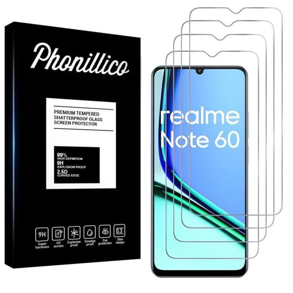 Härdat glas för Realme Note 60 [Pack 4] Skärmskydd Phonillico® Transparent