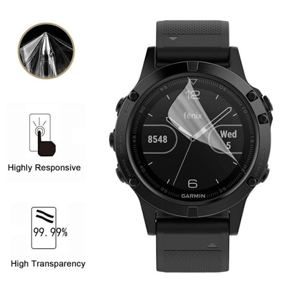 Skyddsglas för Garmin Fenix 5 [Pack 6] Ultra Tunn Hållbar Plastfilm Skyddande Phonillico Transparent