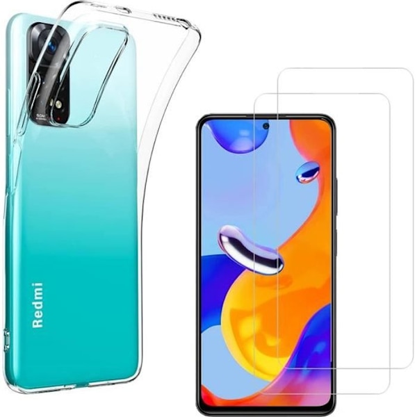 Coque för Xiaomi Redmi Note 11 Pro - Redmi Note 11 Pro 5G och 2 Härdat Glas Skydd Film Phonillico® Transparent