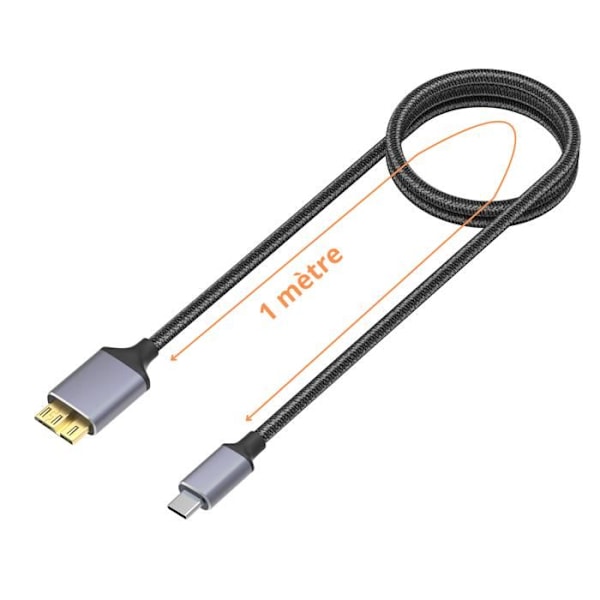 USB-C till Micro USB 3.0 kabel 1 meter för extern hårddisk kamera dator Svart