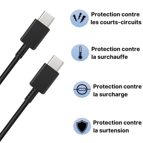 USB-C USB-C Kabel Sort 3m til Samsung Galaxy S26/Galaxy S25 Phonillico® Svart