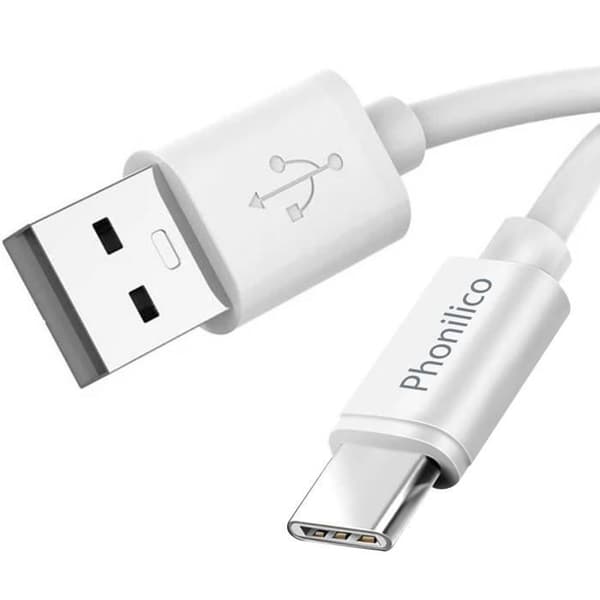 USB-C-kabel för Samsung Galaxy Tab S6 Lite 10.4 - Tab A 8.4 - Tab A7 10.4 - Tab A7 Lite 8.7 - Vit 1 Meter Phonillico® Vit