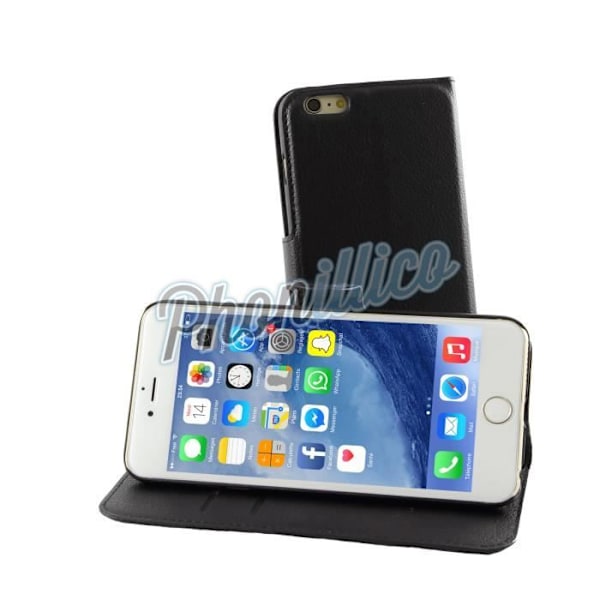 Coque Portefeuille Sort kompatibel med Apple iPhone 6 - Phonillico® Svart