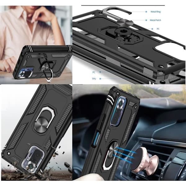 Coque Noir til Xiaomi Redmi Note 11 PRO - Redmi Note 11 PRO 5G - Stødabsorberende Militær Stil Robust Phonillico® Svart