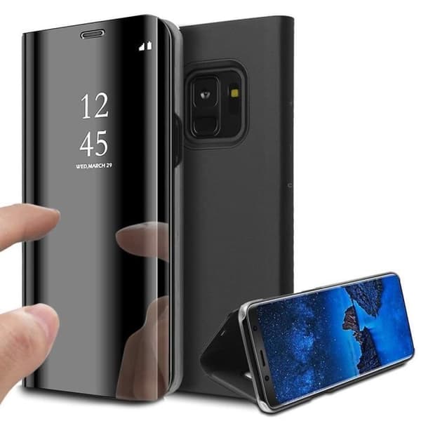 Coque Rabat Spejl Sort til Samsung Galaxy A20E - Coque Housse Etui Case Beskyttelse Clear View [Phonillico®] Svart