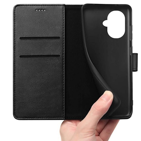 Fodral för iPhone 16 PLUS - Svart plånboksflik Magnetspänne Kortförvaring Phonillico® Svart