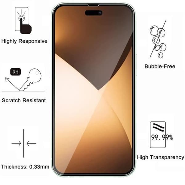 Skyddsfodral - Phonillico - iPhone 14 PRO - Mjukt silikon - Transparent - 2 Härdade glas Transparent