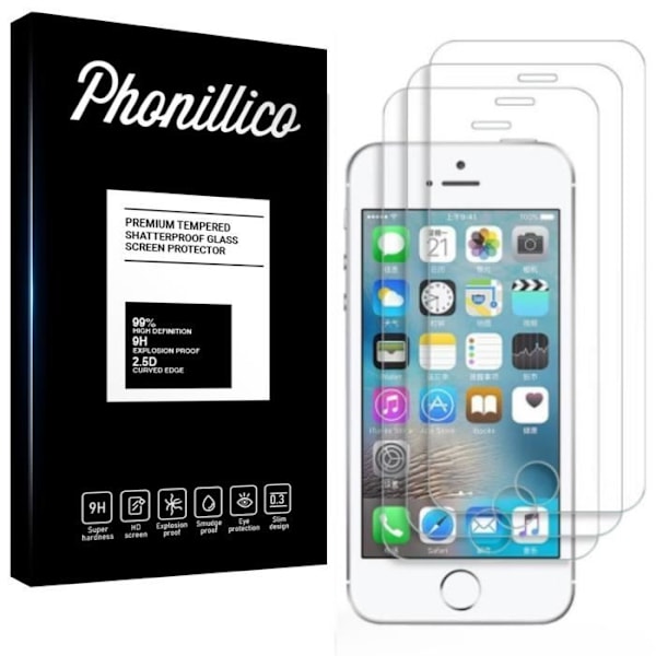 Verre Trempe [Kompatibel med Apple iPhone SE (2016)] [Pakke 3] Ultra Modstandsdygtigt Skærmbeskyttelsesfilm [Phonillico®]