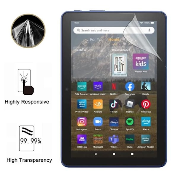 Skyddsglas för Amazon Fire HD 8 (2022) [Pack 2] Ultra Tunt Plastskydd Phonillico