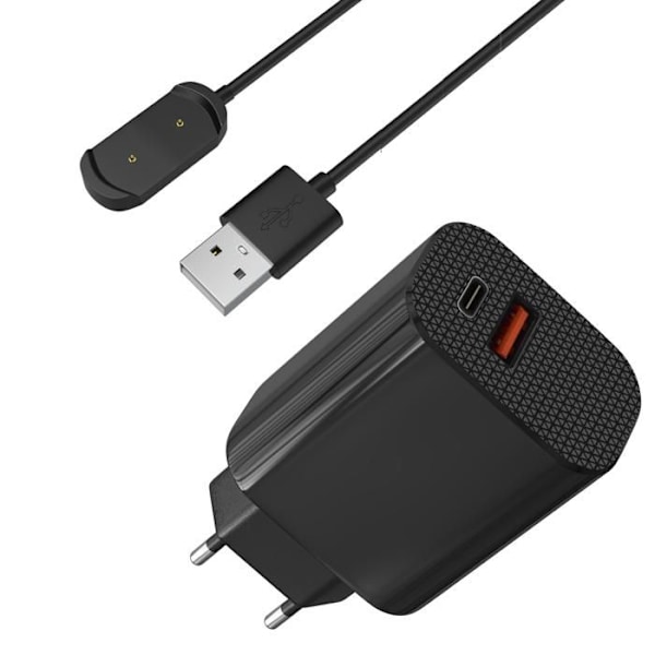 Laddare 12W + Kabel Kompatibel med Amazfit GTR/Amazfit GTS/Amazfit T-Rex - Ladda Klocka Phonillico® Svart