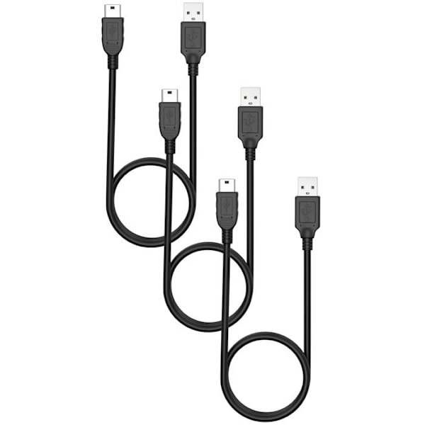 Lot 3 kaapeleita Fuji FinePix A345/A350/A400/A500/A600/A610/A700/A800/A820/A825 - MINI USB/USB 2.0 Musta 1 Metri Phonillico® Svart