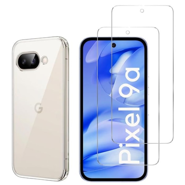 Skal och skärmskydd - Phonillico® - Google Pixel 9a - Mjuk - Transparent - 2 Härdat glas Transparent
