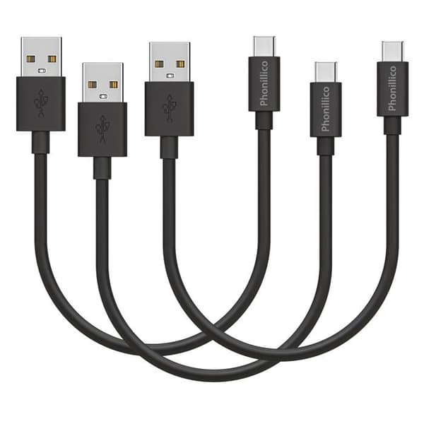 Lot 3 Kabler 20cm USB-C Sort til Google Pixel 6 / Google Pixel 6 Pro Phonillico® Svart