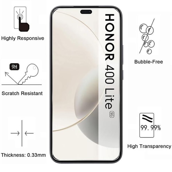 Härdat Glas - Phonillico® - Honor 400 Lite 5G - Pack om 4 - Repellerande mot repor - Skärm skydd Transparent