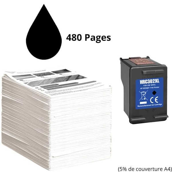Tintepatron - HP - 302XL - Sort - Kompatibel med DeskJet/Envy/OfficeJet - 1 stk.