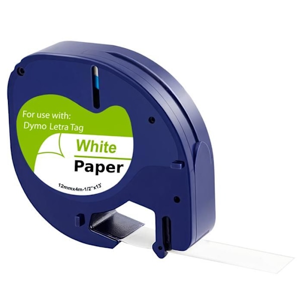 Ruban Blanc - Phonillico® - 91200 - 12mm x 4m - Yhteensopiva Dymo LetraTag - Paperi Etiketti