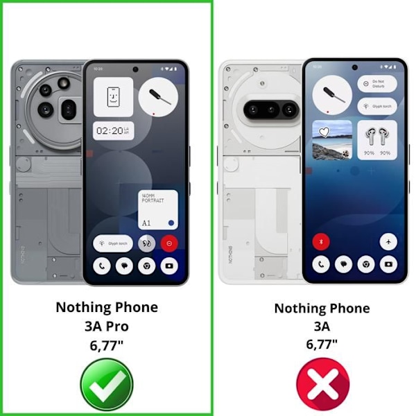 Hærdet Glas - Phonillico® - Nothing Phone 3a Pro - Pakke med 2 - Ridseresistent - Skærmbeskyttelse Transparent