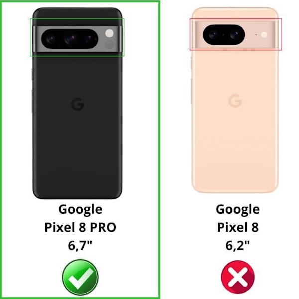 Lujitettu Lasi - Phonillico - Google Pixel 8 PRO - Pakkaus 2 - Näytön ja Kameran Suojaus - Naarmunkestävä Transparent, svart