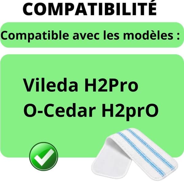 Vileda H2Pro/O-Cedar H2prO Moppeklud [Sæt 6] Vaskbar genanvendelig Phonillico®
