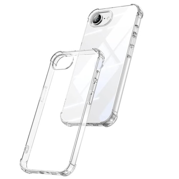 Stötabsorberande skal - Phonillico® - iPhone 16e - Flexibelt - Transparent - 1 Skal + 2 Härdat Glas Transparent