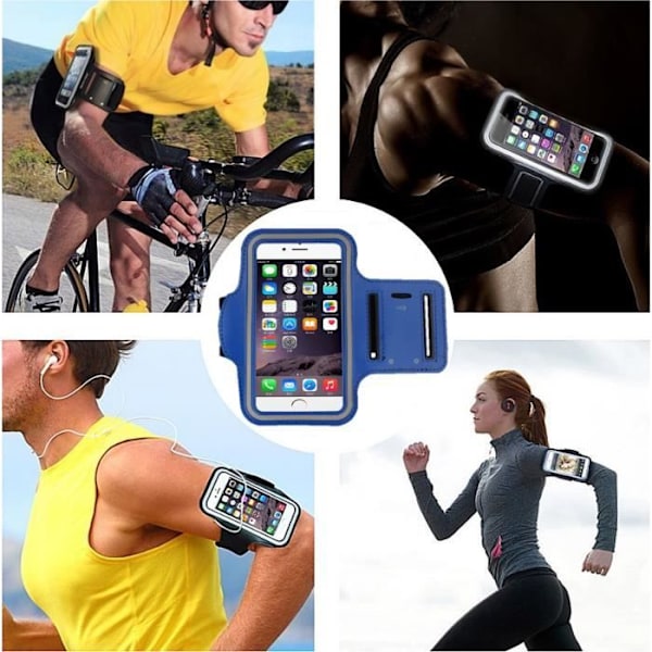 Sportarmband Blå kompatibel med Samsung A10-A20-A40-A41-S10-S20-S21 5G-S22 5G - Justerbart skydd för löpning, sport, gym Phonillico® Blå