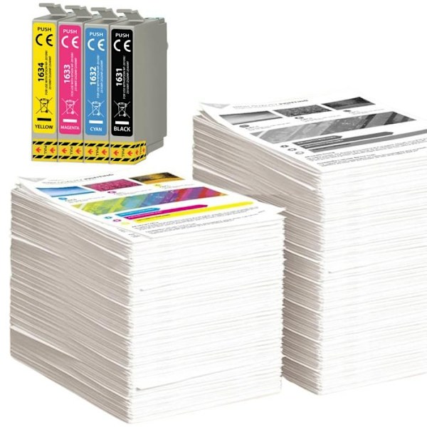 Mustetuloste - Epson - 16XL - Pakkaus 4 - Yhteensopiva WorkForce - Musta, Syano, Magenta, Keltainen