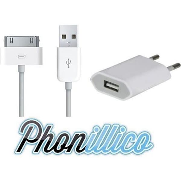 Lader og USB-kabel kompatibel med iPhone 4
