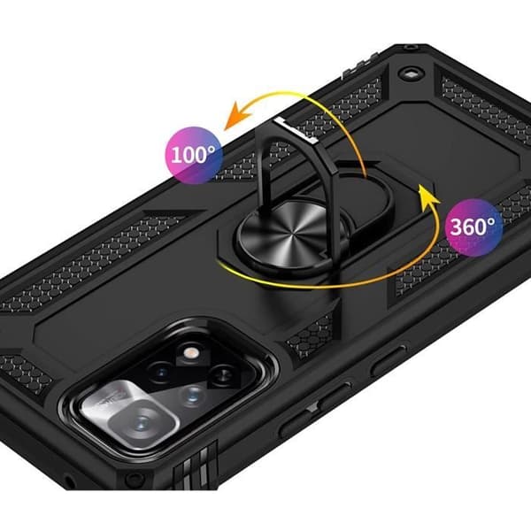 Coque Noir til Xiaomi Redmi Note 11 PRO - Redmi Note 11 PRO 5G - Stødabsorberende Militær Stil Robust Phonillico® Svart