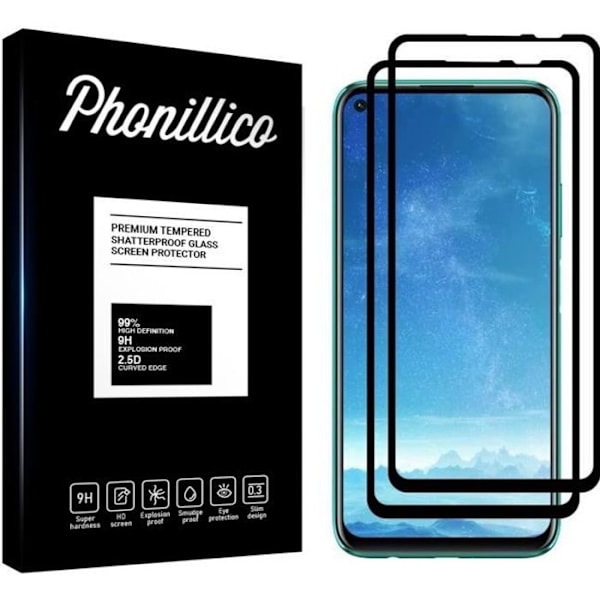 Skydd-film - Phonillico® - Huawei P40 LITE - Pack 2 - Härdat glas - Svart kant Transparent, svart