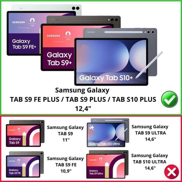 Härdat Glas för Samsung Galaxy Tab S10 PLUS / Tab S9 PLUS / Tab S9 FE PLUS [Pack 2] Skärmskydd Film Resistenta Phonillico®
