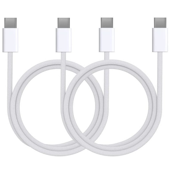 Lot 2 USB-C till USB-C-kablar för iPhone 15 - 15 PLUS - 15 PRO - 15 PRO MAX - Nylonflätad kabel 1 meter Phonillico®