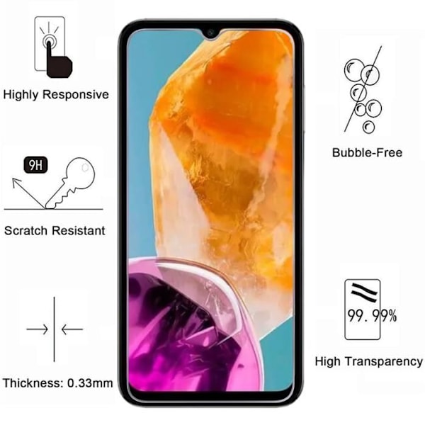 Suojakalvo - Phonillico - Samsung Galaxy M15 5G - Pakkaus 2 - Karkaistu lasi - Naarmunkestävä Transparent