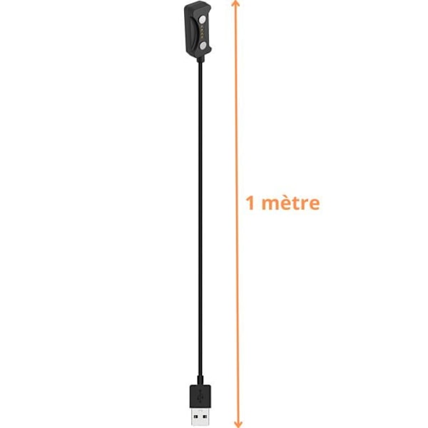 Lader til Polar Pacer/Pacer Pro/Ignite 3 smartwatches - Sæt med 2 USB-kabler 1m - Phonillico® Svart