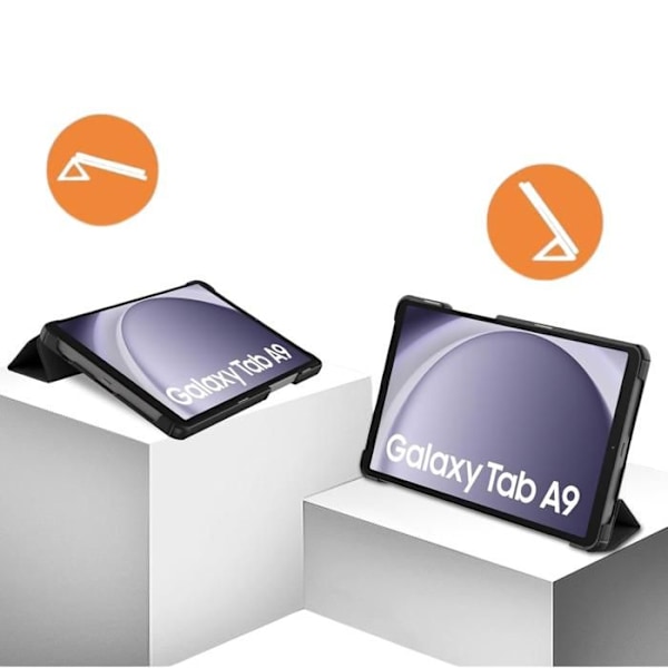 Fodral - Phonillico - Samsung Galaxy Tab A9 2023 - Fullt skydd - Flera positioner - Svart Svart