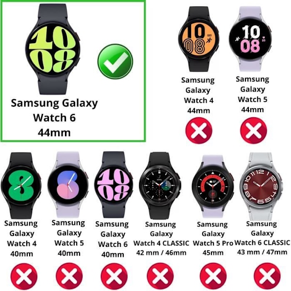 Coque kompatibel med Samsung Galaxy Watch 6 44mm - Hårdt beskyttende gennemsigtig etui med hærdet glas Phonillico® Transparent