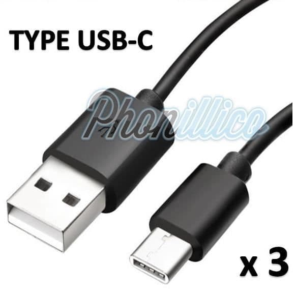 Lot 3 USB-C kabler Sort oplader kompatibel med Samsung Galaxy S8+ / S8 PLUS - Phonillico®
